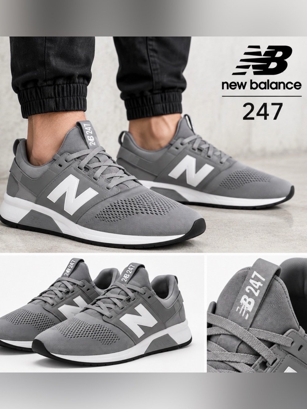 New Balance Men's Gray 247 Lightweight Sneakers